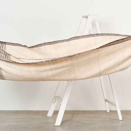 Seytu Off White Striped Gently Textured Handloom Throw