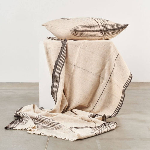 Seytu Off White Striped Gently Textured Handloom Throw