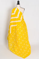 Shalini: Bright Yellow & White Contemporary Bengal Soft Mulmul Cotton Saree