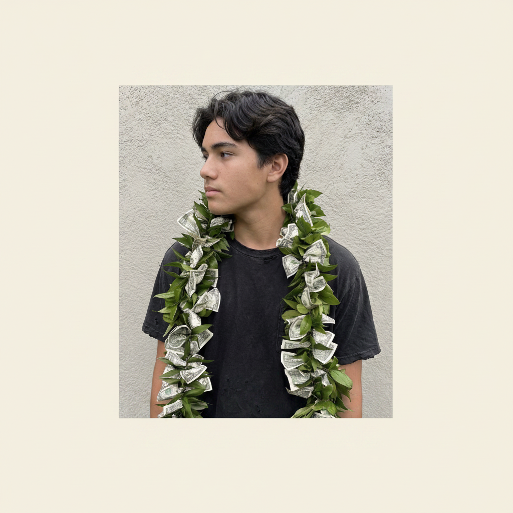 Thick Ti Leaf Money Lei (Open)