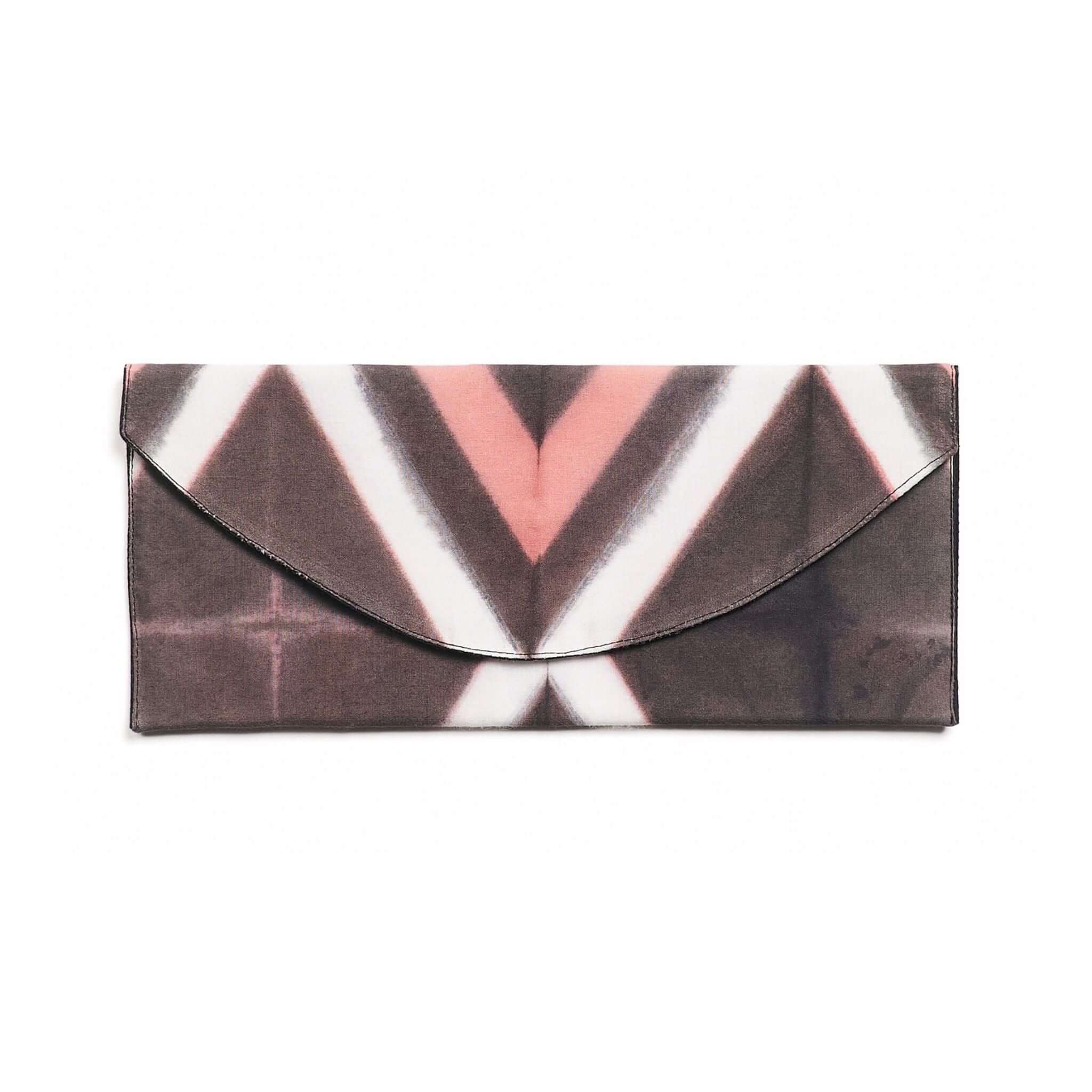 Tisa Artisanal Pouch In Black Pink Triangle Print