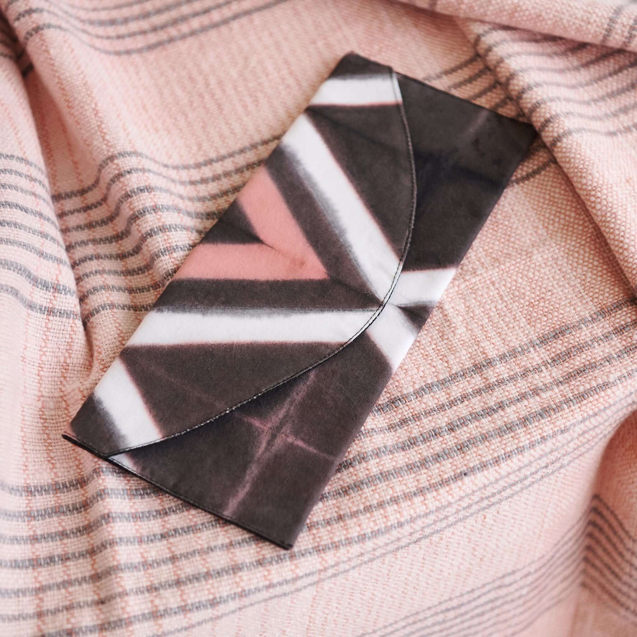 Tisa Artisanal Pouch In Black Pink Triangle Print