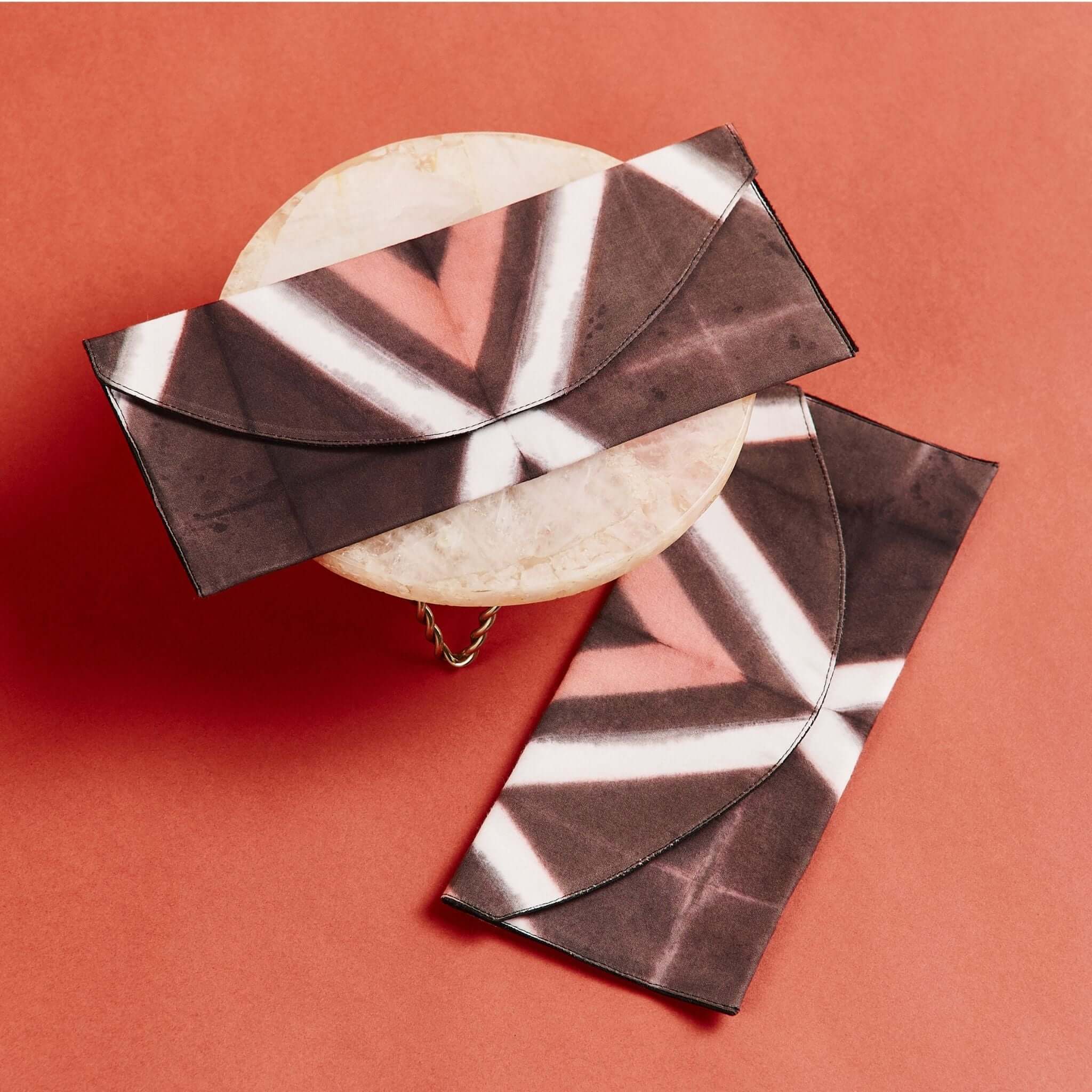Tisa Artisanal Pouch In Black Pink Triangle Print