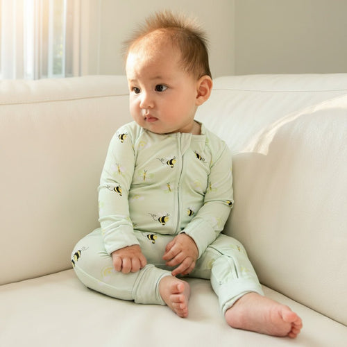 Zippered Romper in Bee Happy - Cultr. by Created for Culture asianowned aapimarketplace asianownedkids asianownedkidsproducts asianownedbrands
