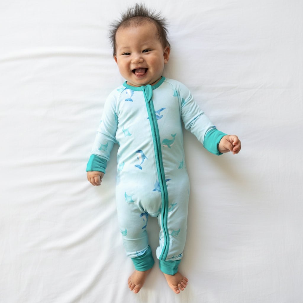 Zippered Romper in Fin Friends