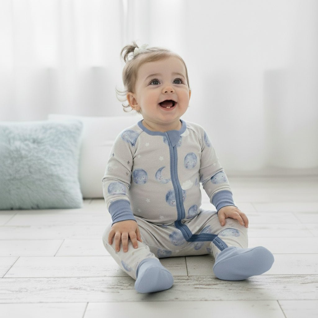 Zippered Romper in Moon & Stars