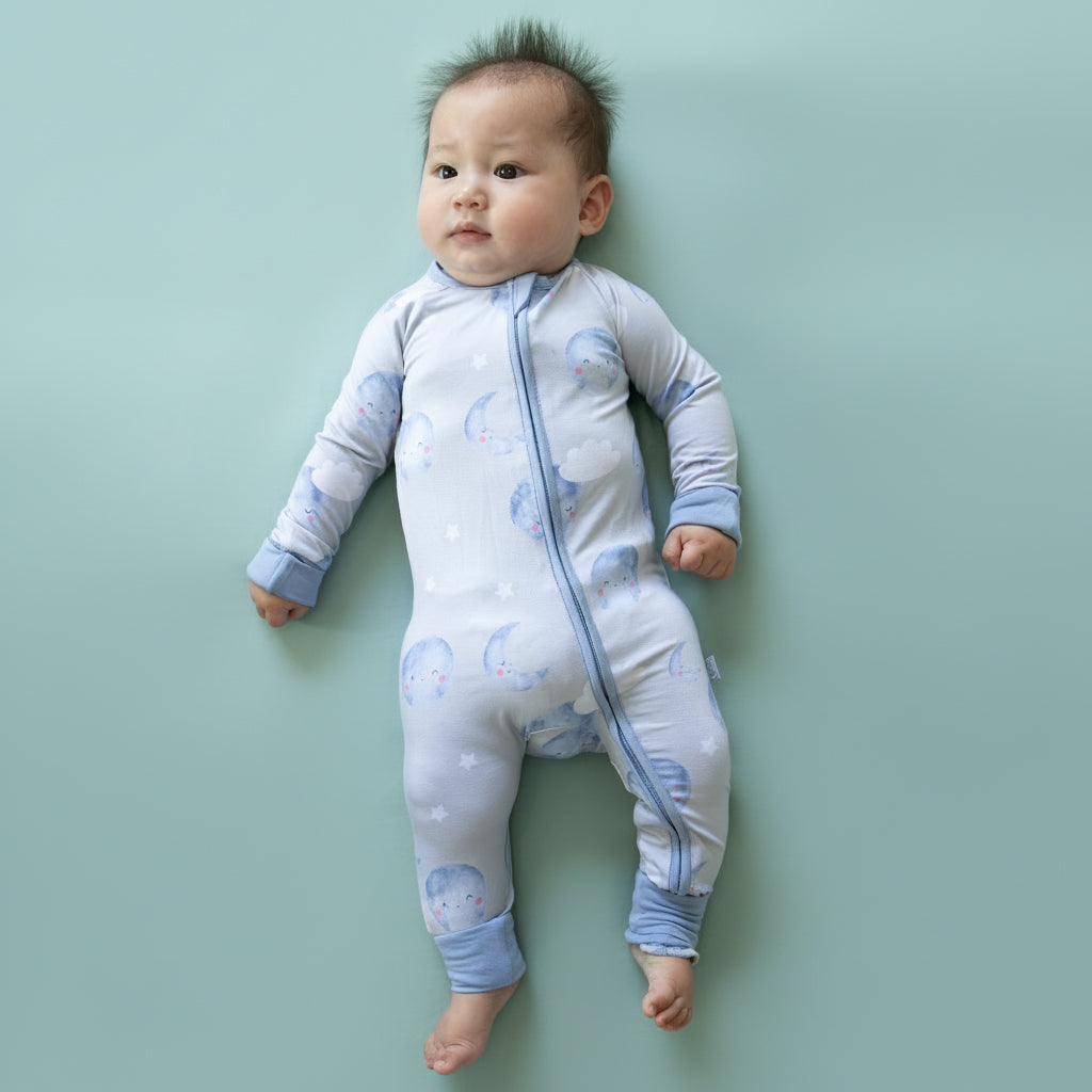 Zippered Romper in Moon & Stars